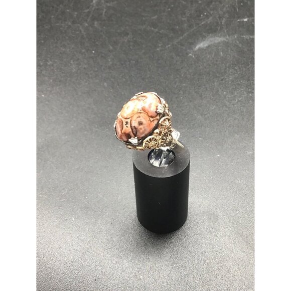 Vintage Unca Leopard Jasper Ring Sterling Silver Adjustable Size Stone Ring - Picture 6 of 8